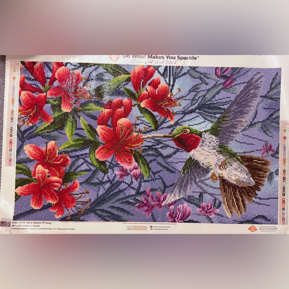 Hummingbird and Flowers Diamond Art